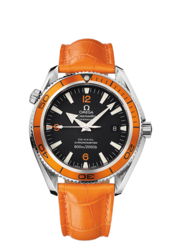 Omega Seamaster Planet Ocean 600M Co-Axial 42 Stainless Steel / Orange / Alligator Short